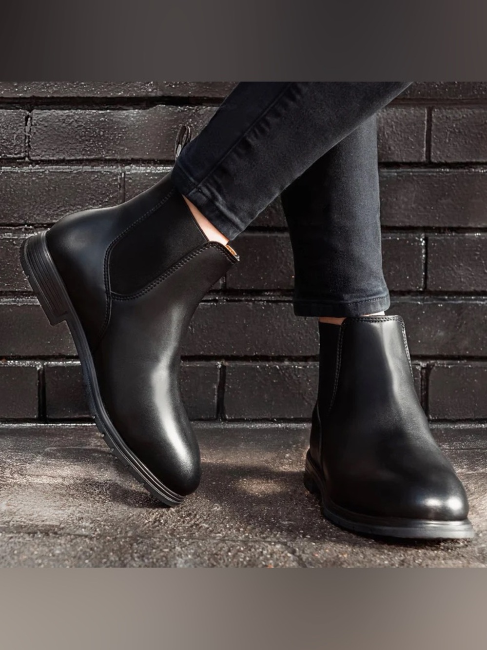 XENA Boots Womens 7.5 Wide Black Chelsea Vegan Leather Slip Resistant Safety Toe